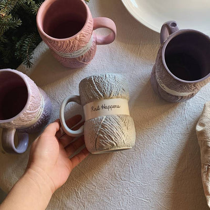 Mugs with Handle Colorful Wool Ceramics Cup