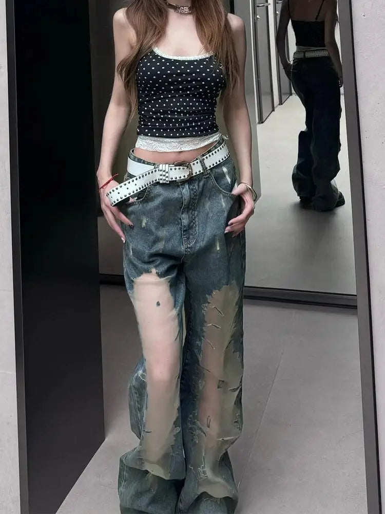 Y2K Patchwork Baggy Jeans Women Vintage 2025