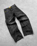 Y2K Distressed Black Baggy Jeans Men Gothic Wide Leg Pants