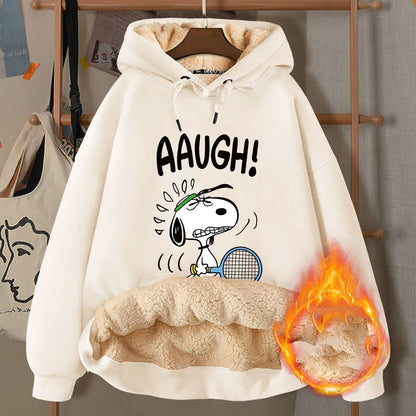 Winter Snoopy Fleece Hoodie Adult Cartoon Warm Sweatshirt Gift Coat