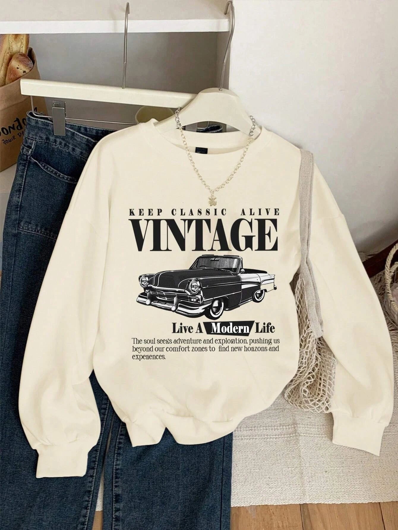 Keep Classic Alive And Car Printing Hoodies Women Autumn Casual Fashion