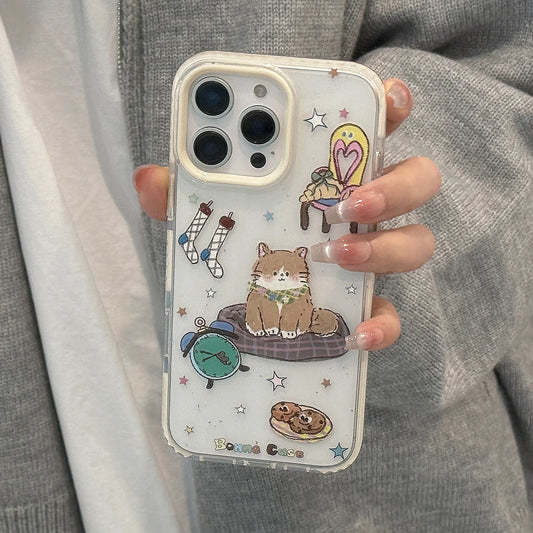 Cartoon Cat Transparent iPhone Case Shockproof