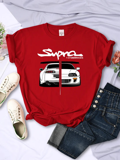 Japanese Style Car Printed Women T Shirt