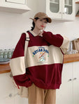 Harajuku Elegance: Korean Polo Collar Oversized Sweatshirt - Velvet Hoodie for Women