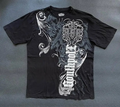 Personalized Graffiti Gothic Street Fashion Oversized T-Shirt Men