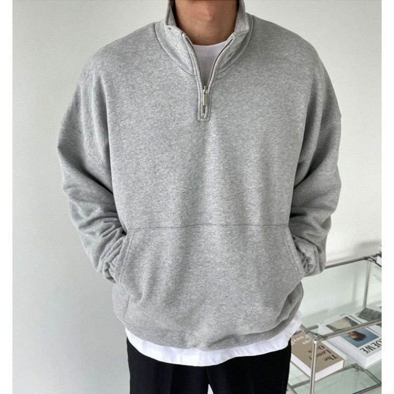 Herren-Sweatshirt, Übergröße, High Street, einfarbig, langärmelig, lässig, locker