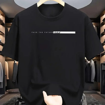 Summer Cotton Casual Loose Letter Print Round Neck Short-sleeved T-shirt