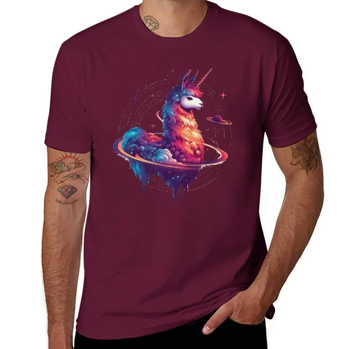 Trendy Doodle Rainbow Llamacorn Unicorn Men Tee