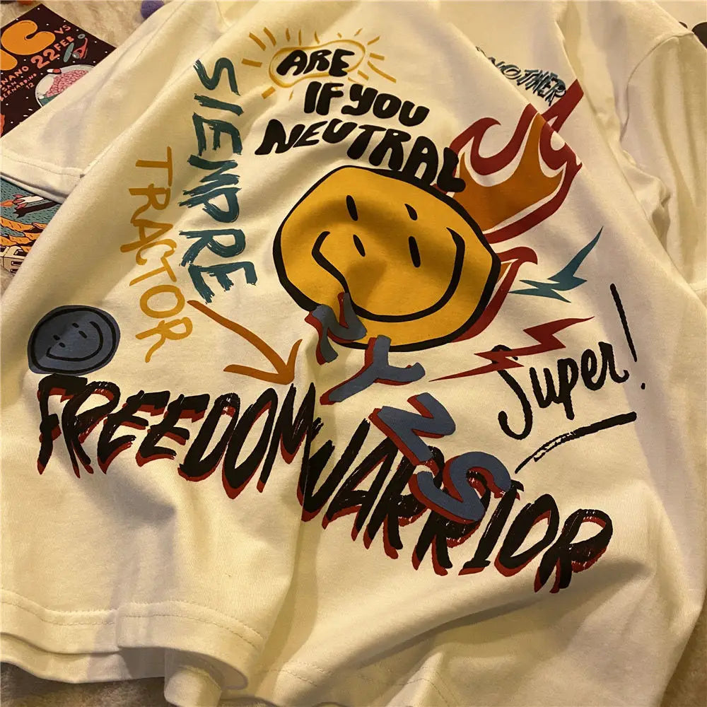 Harajuku Cartoon Alien Print Y2k Casual Gothic T Shirt