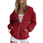 Trendy Queen Oversized Zip-Up Hoodies for Women Fall Fashion Long Sleeve Pockets