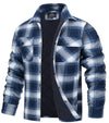 Men’s Plaid Flannel Shirt Jacket – Quilted Lined Winter Cotton Coat with Multi Pockets
