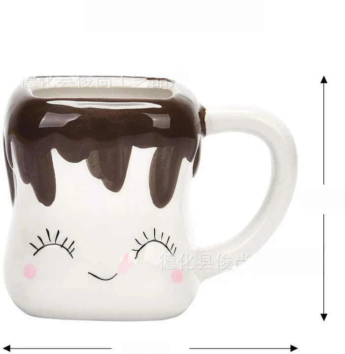 4PCS ceramic expression cotton candy mug mug coffee cup Marshmallow