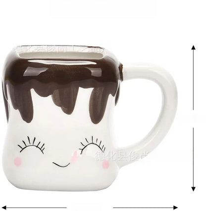 4PCS ceramic expression cotton candy mug mug coffee cup Marshmallow