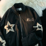 Vintage Star Girl Bomber Jacket: Y2K Streetwear Harajuku Oversize Fashion