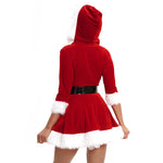 Womens Christmas Dress  Half-sleeve Solid Santa Claus Costume Cosplay