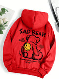 Funny Bear Cartoon Hoodie Women Fleece Casual Top