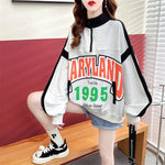 Autumn Winter Zipper Stand Collar Sweatshirts