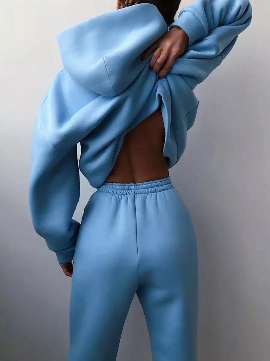 Hoodie Sports Trouser Female Sweatshirt Solid