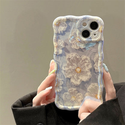 Phone case for iphone Retro oil painting Blu-ray flowers