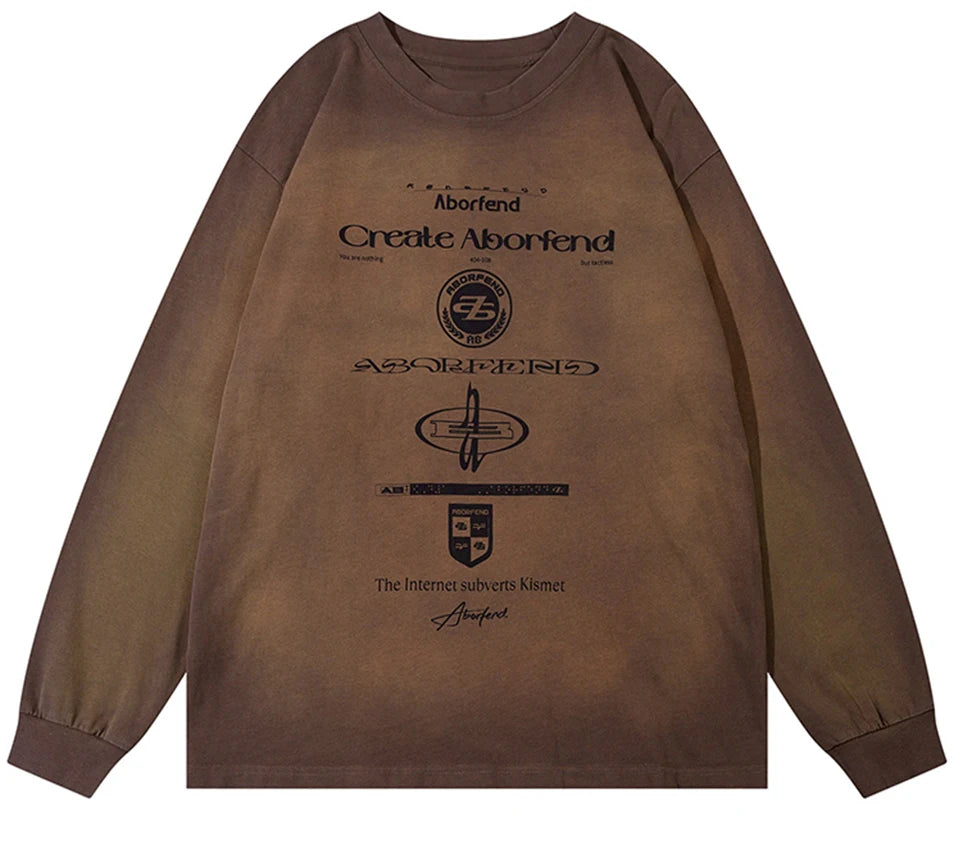 Men Vintage Washed Hoodie Oversize Graphic Pullover