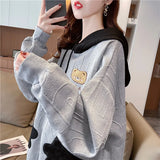 Spring  Autumn Thin Hooded Sweatshirt Women Cartoon