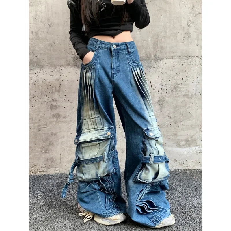 Women's Y2K Wide Leg Vintage Harajuku Jeans