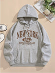 Drawstring Long Sleeve Casual Hooded Sweatshirt