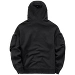 Kapuzenpullover, Sweatshirts, Stehkragen, Maske, winddicht, dunkelschwarze Cargo-Tops