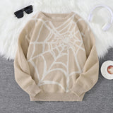 Men Spider Web Knit Pullover Sweater