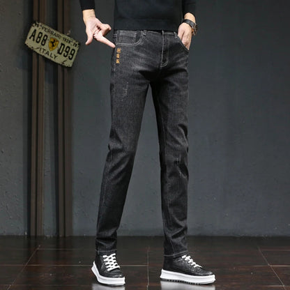 Men Korean Slim Fit Elastic Denim Jeans Men