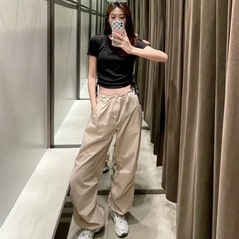 Autumn New Retro High Waist Jogging Pants