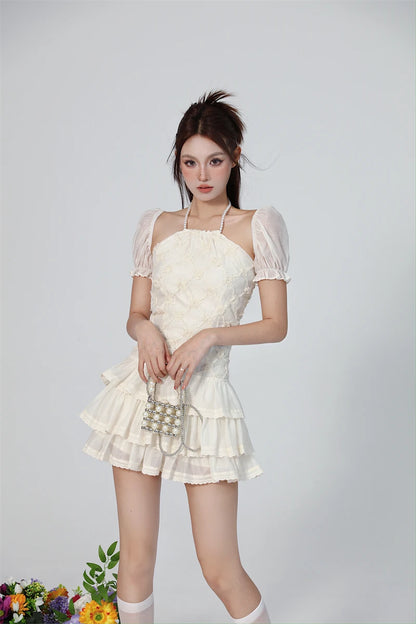 Y2K Floral Hollow Out Mini Dress for Summer