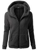 Hoodie Zip-up Women Casual  Zipper Coat Solid Soft