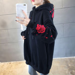 White Bird Anime Embroidery Hoodie Women Pullover Top Plus Size Loose Casual