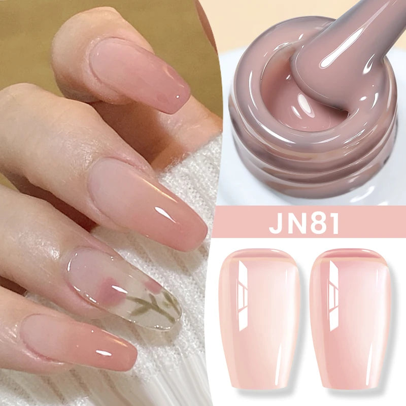 Jelly Nude Gel Nail Polish 10ml Light Pink Peach Translucent Color UV