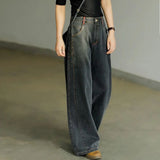 Jeans Damenhose mit hoher Taille, ausgestellte Hose, koreanische Mode