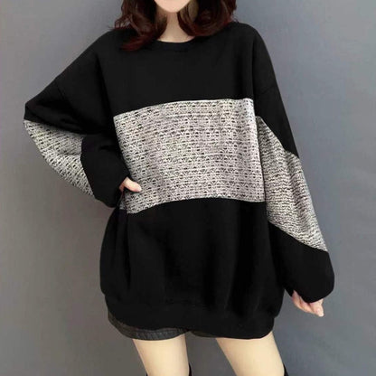 Damen Sweatshirts Streetwear Patchwork Pullover