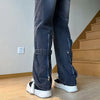 Mens Korean Streetwear Wide Leg Jeans Loose Denim Pants