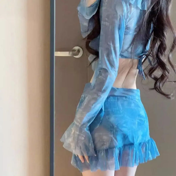 Four Piece Halter Bikini Long Sleeve Rash Guard Split Swimwear