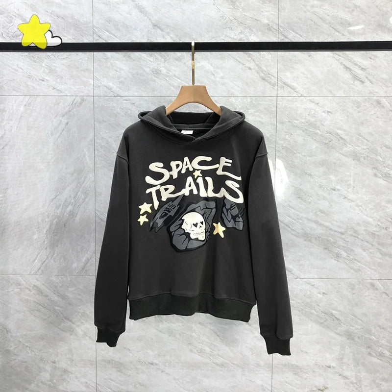 Casual Fashion Foam Print Hoodie Men High-Quality Cotton Hooded Pullover