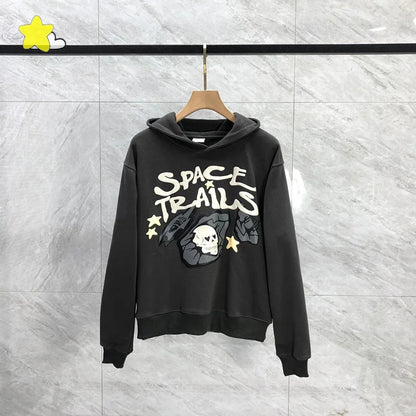 Casual Fashion Foam Print Hoodie Men High-Quality Cotton Hooded Pullover
