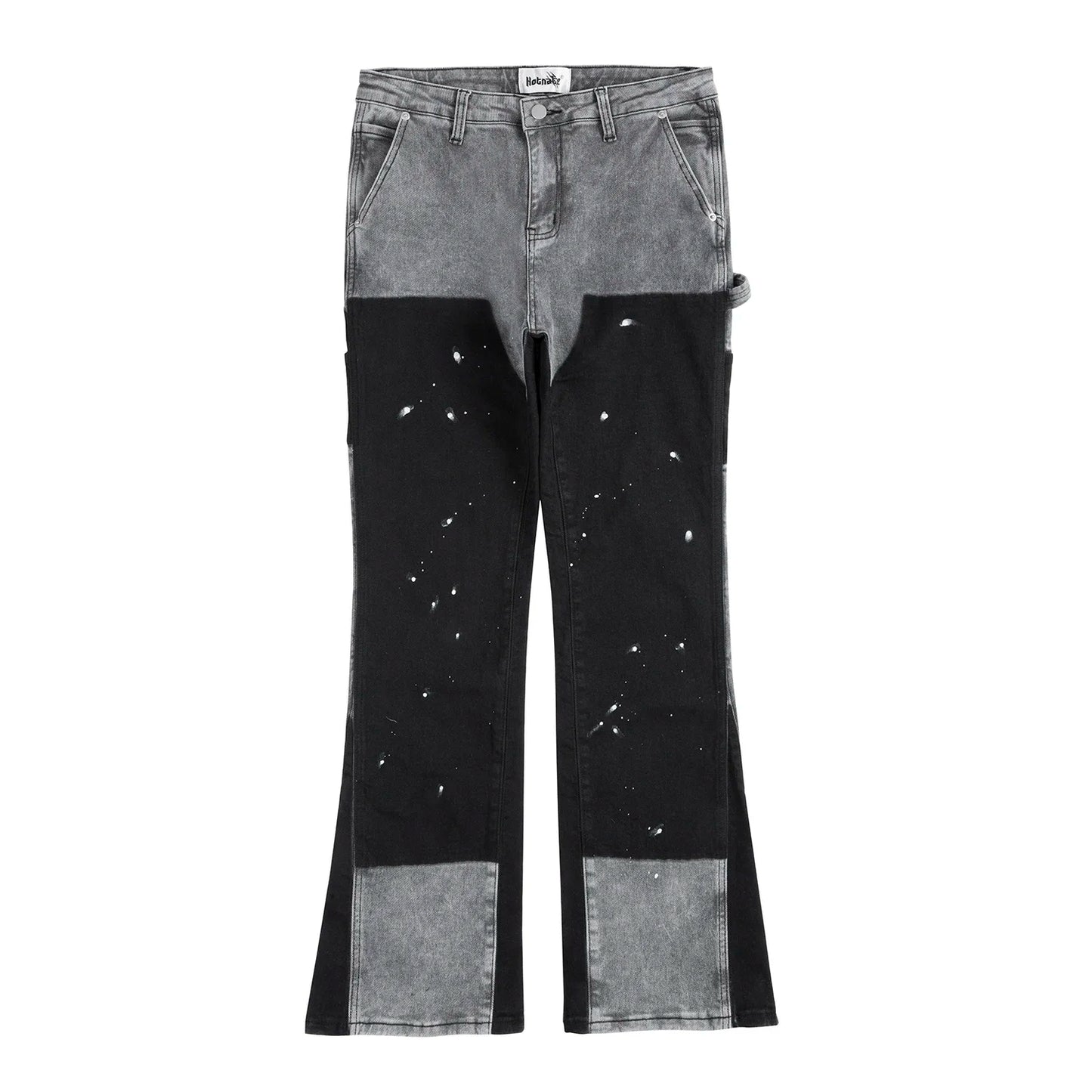 Men High Street Patchwork Flare Jeans
