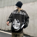 Sweaters Men Oversized  Japanese Anime Girl Fashion Cotton Knitted