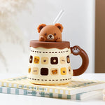 Creative Cute Lovely Bear Ceramic Mug with Lid