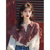 Autumn Winter New Top for Women Lapel Long-sleeved Button