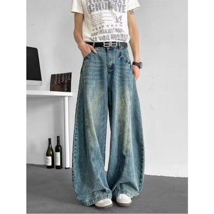 Men Baggy Jeans Wide Leg Unisex Streetwear Hip Hop Dance Pants Loose Fit