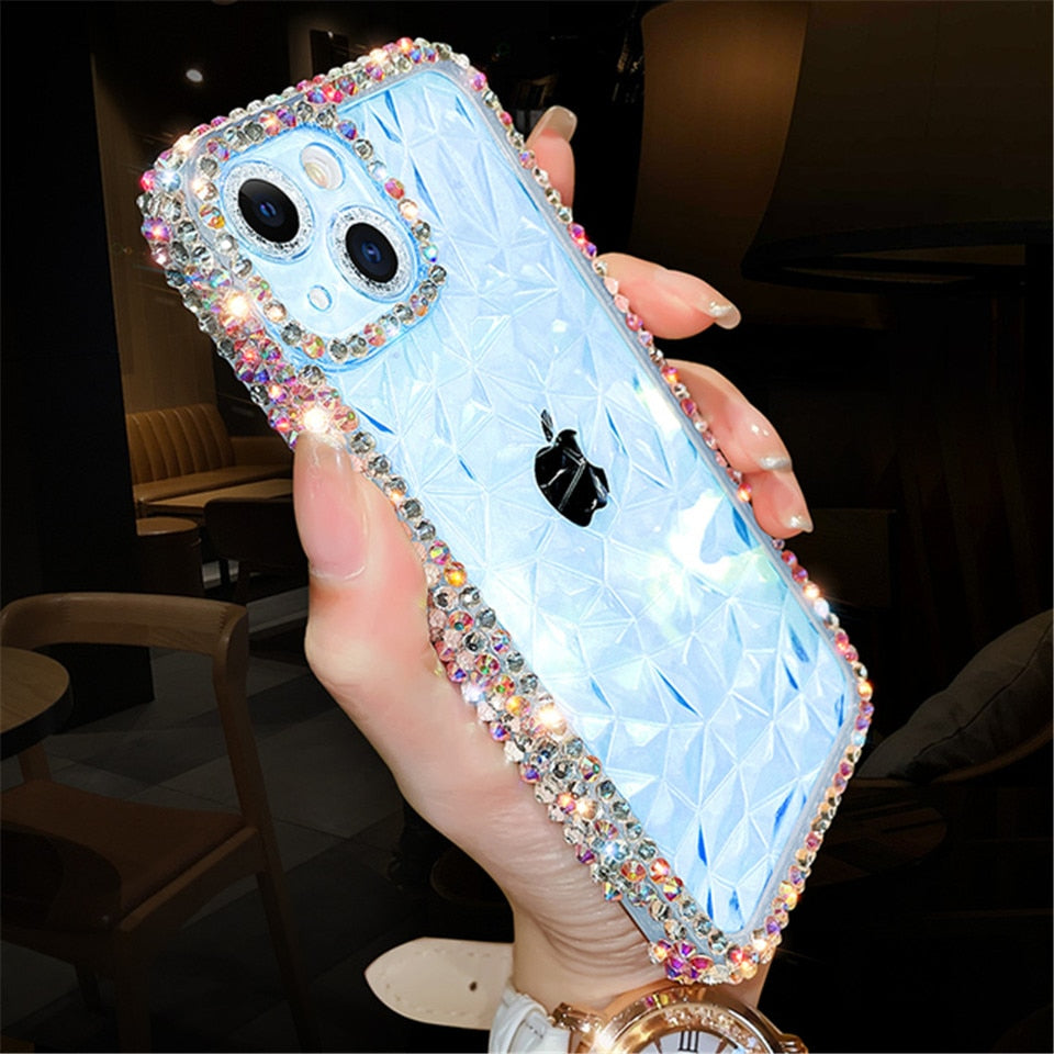 Glitter Bling Diamond Transparent Phone Case For iPhone Clear Silicone