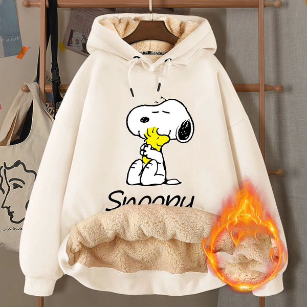 Winter Snoopy Fleece Hoodie Adult Cartoon Warm Sweatshirt Gift Coat