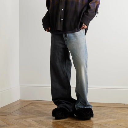 Asymmetric Patchwork Men Jeans Casual Streetwear Trend