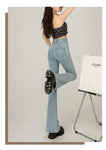 Retro Jeans for Women High Waisted and Slim Split Wide Leg Pants